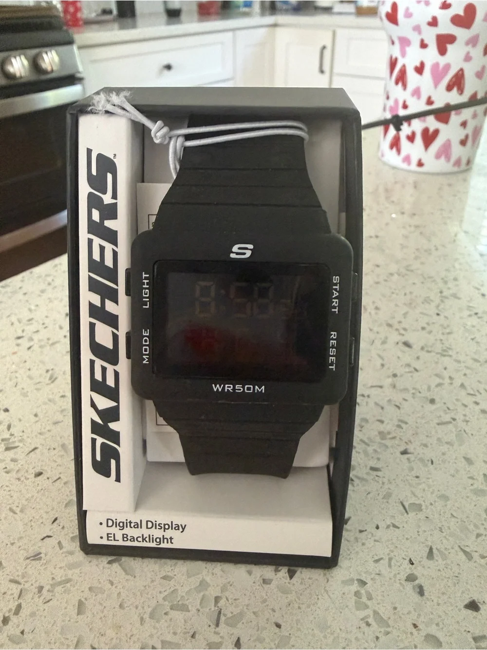 Skechers Black Digital Watch – WR50M Water-Resistant